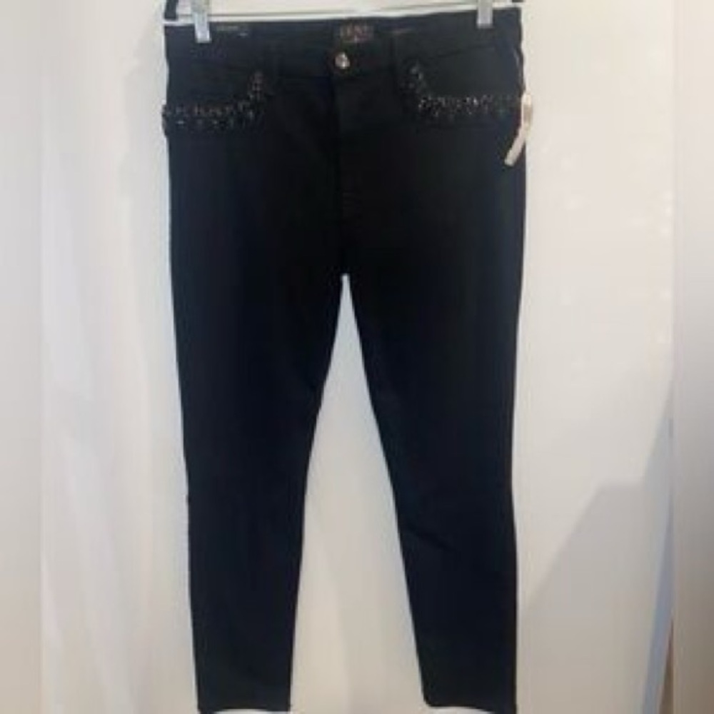 NWT Jen 7 For All Mankind Jeweled Black Ankle Skinny Jeans, sz 14 - Picture 3 of 16
